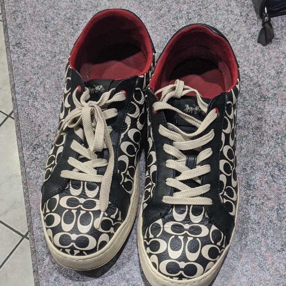 Coach Monogram Black and Cream Sneakers